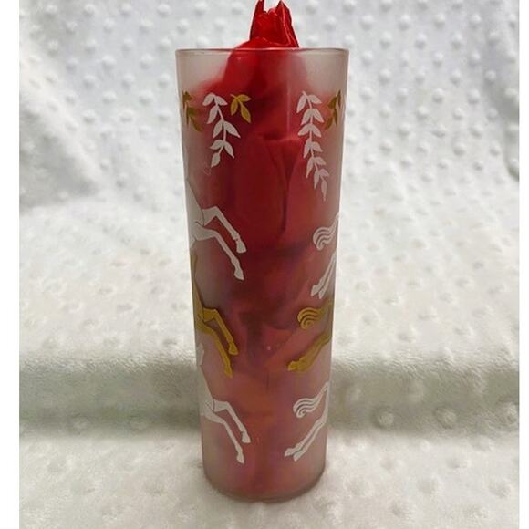 Vintage MCM Libbey's Frosted 12oz Gold & White Jumping Horses Tom Collins Glass - Picture 4 of 7